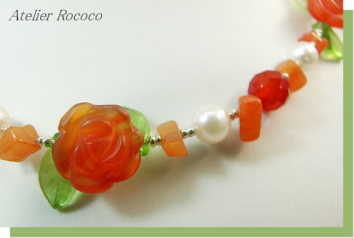 18】 秋色カーネリアンの満開の薔薇と本真珠 | Atelier Rococo